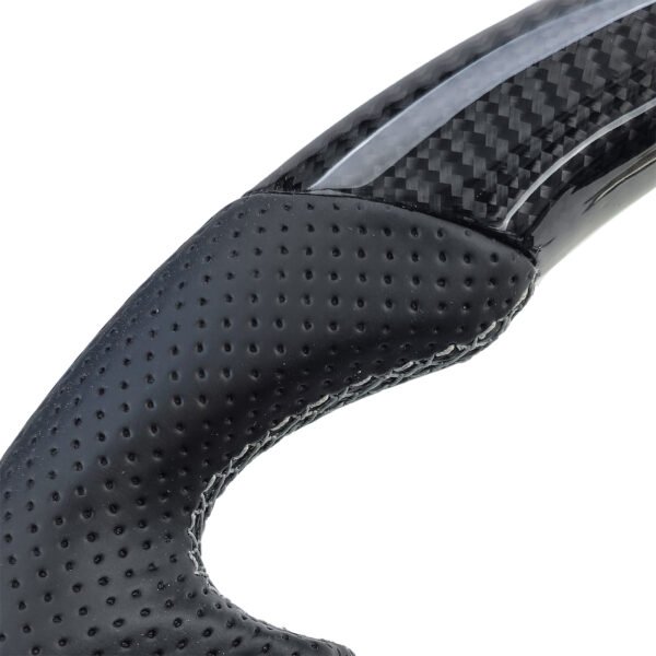 Sports steering wheel with real carbon and perforated leather for VW Golf 8 without shift paddles - Slika 7