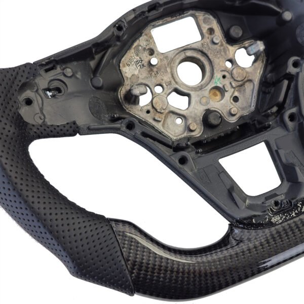 Sports steering wheel with real carbon and perforated leather for VW Golf 8 without shift paddles - Slika 5
