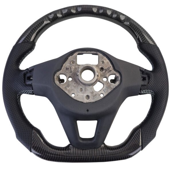 Sports steering wheel with real carbon and perforated leather for VW Golf 8 without shift paddles - Slika 4