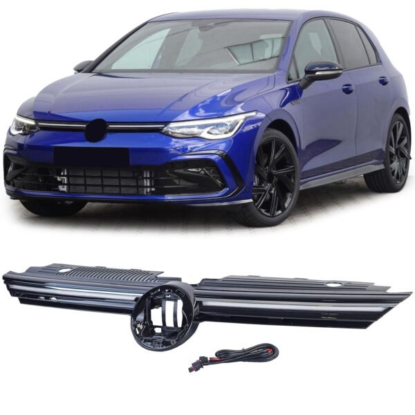 Grille with chrome trim illuminated for VW Golf 8 also GTI GTD R-Line 19-24