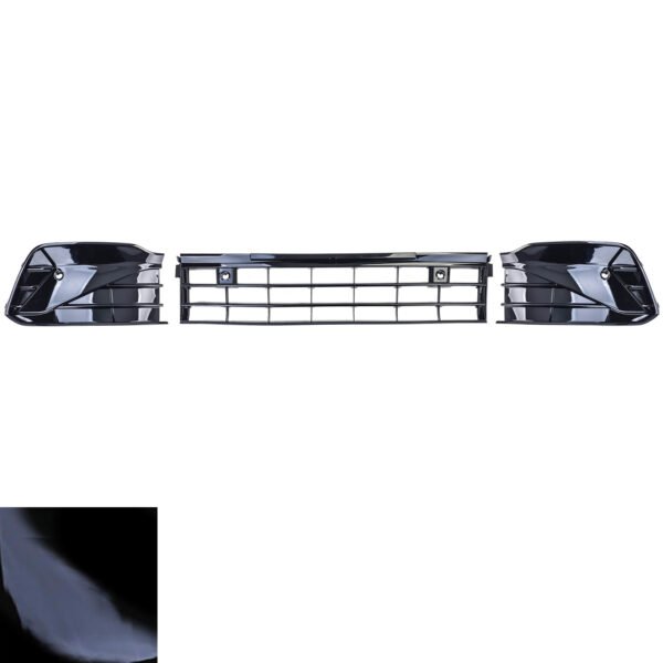 3-piece gloss black honeycomb front bumper grille for VW GOLF 8 GTI GTD R-LINE - Slika 2