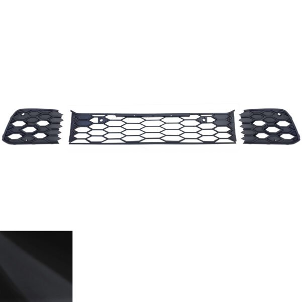 3-piece matt black honeycomb front bumper grille for VW GOLF 8 GTI GTD - Slika 2