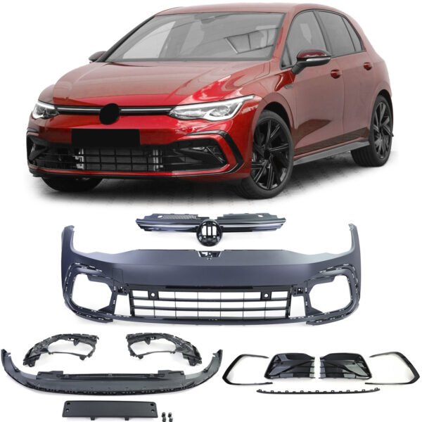 Sport front bumper with LED grille strip for VW GOLF 8